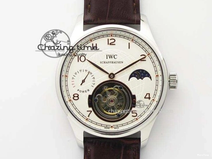 MIROTIME 0127 Effortless Portuguese IW544404 SS White Dial On Black Leather Strap A 7257